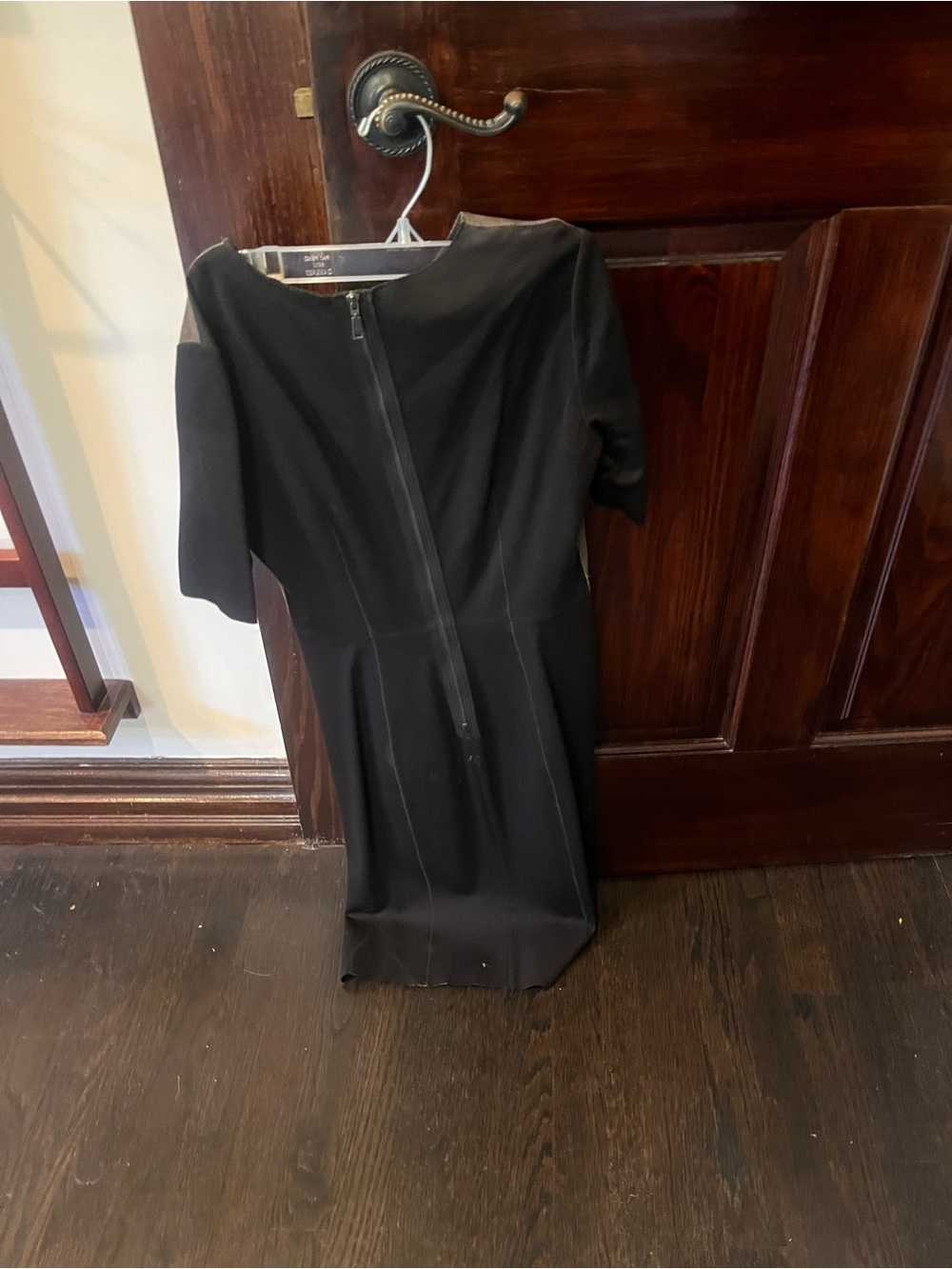 Elie Tahari Black Midi Sheath Dress with Back Zip Detail